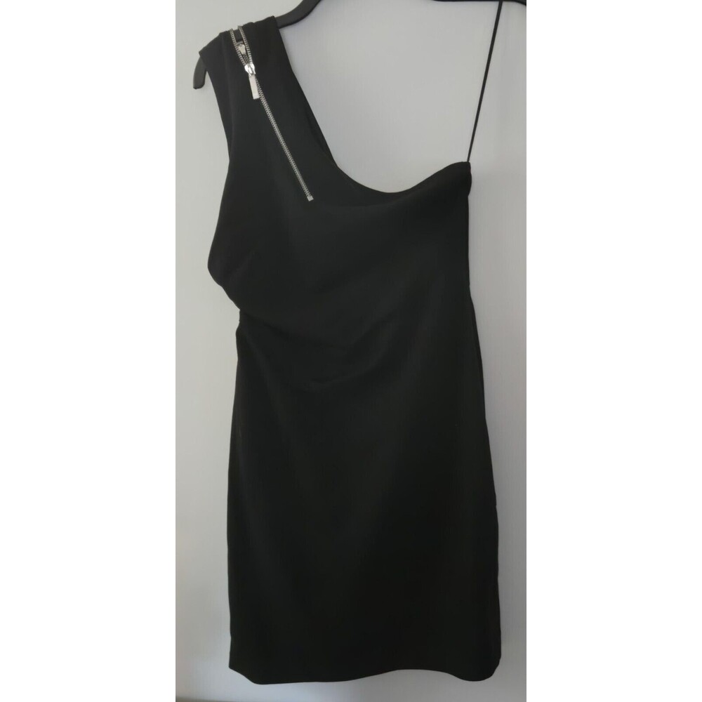 Stunning Halston "Little Black ZIPPER Dress" - size 4, one shoulder-NWOT